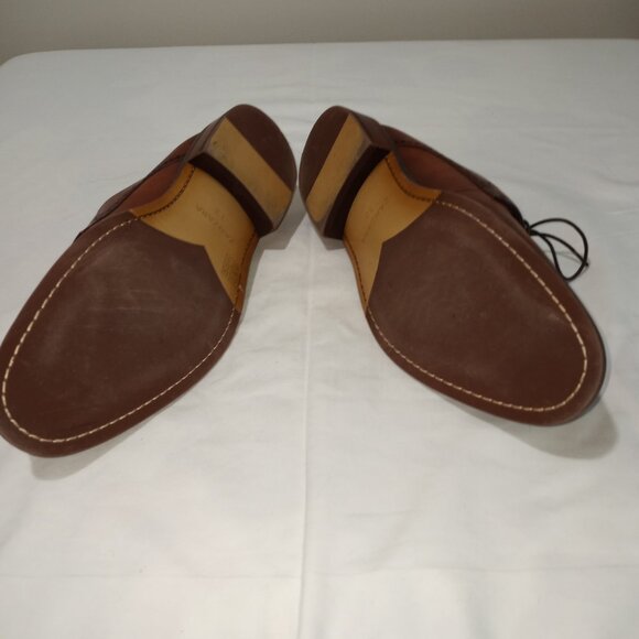 ZANZARA DERBY MENS DRESS SHOE BROWN SIZE 13 LEATHER STITCHED SOLE - Picture 8 of 9
